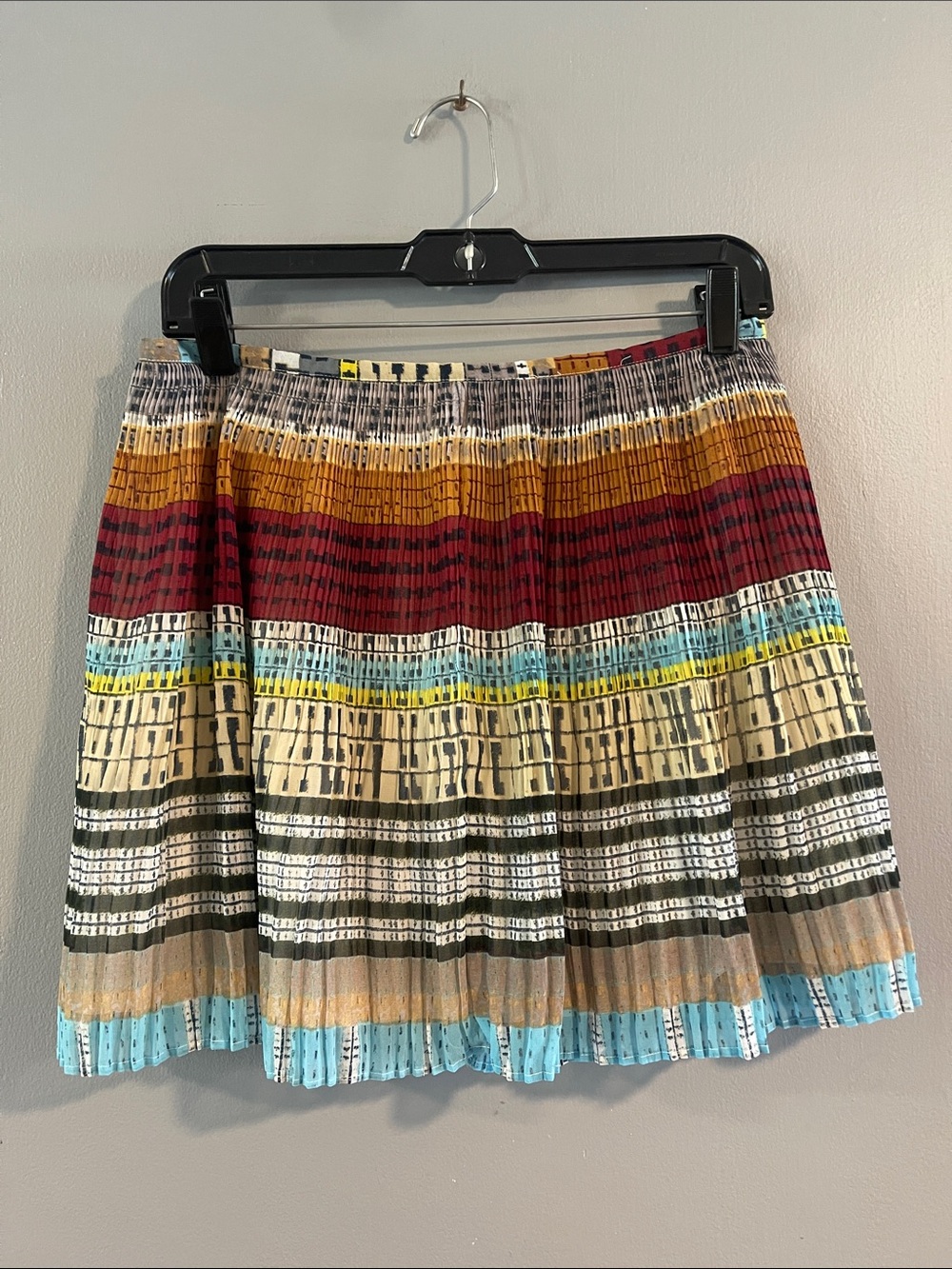 Broadway & Broome by J.CREW Pleated Striped Multi Color Chiffon Mini Skirt Sz 4